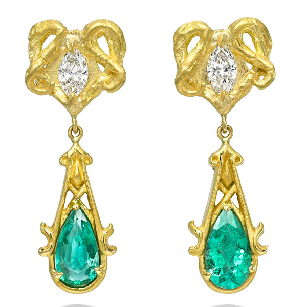 Adaliorynn Rams Sigil emeral earrings