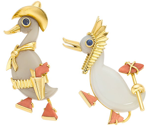Cartier duck brooches