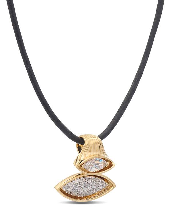 Wyld Box diamond pendant on leather cord
