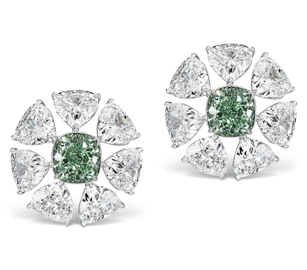LJ West green and white diamond earrings