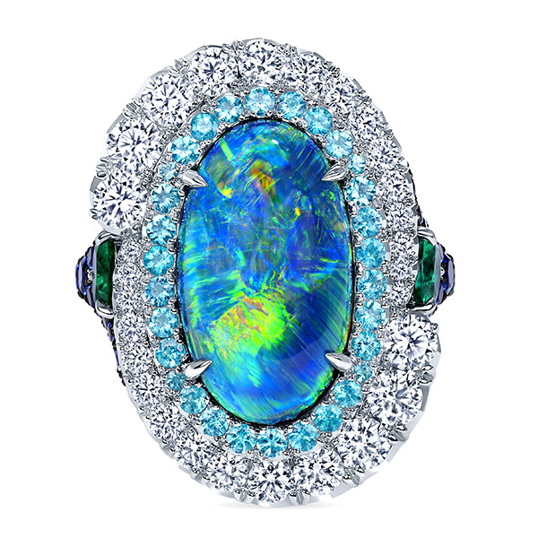 Pompos Australian black opal ring, a winner in Jewelers' Choice Awards
