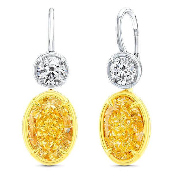 Rahaminov white yellow diamond earrings