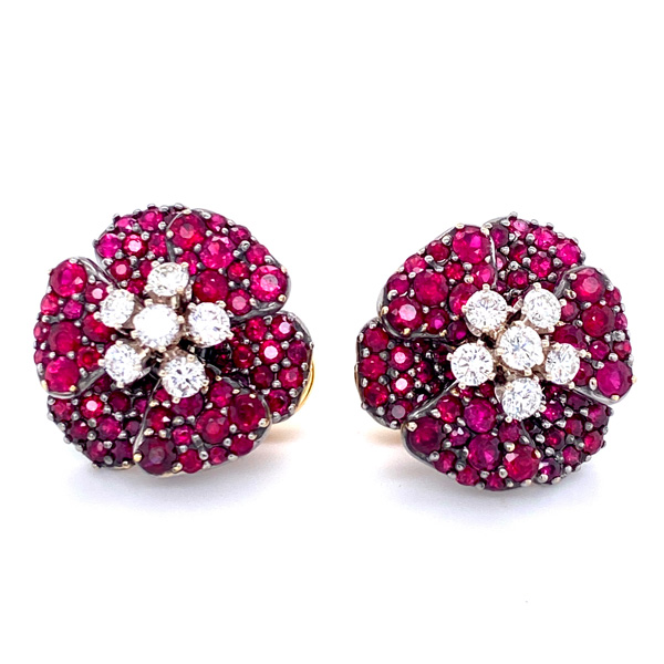 Aletto Brothers ruby flower earrings
