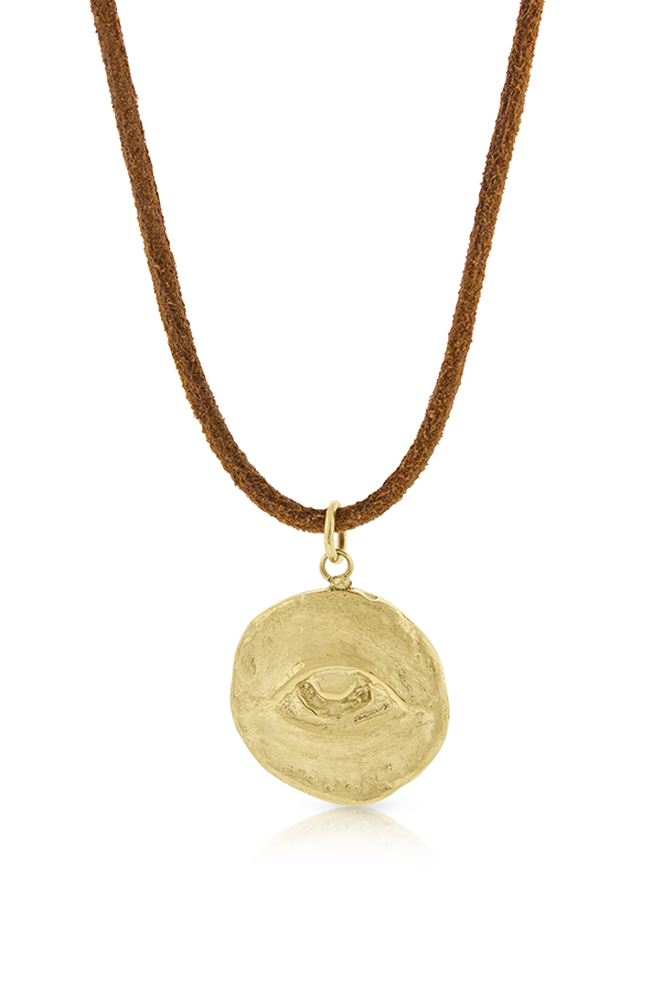 Luis Morais Eye Gold Coin Medallion Pendant Small Luis Morais Eye Gold Coin Medallion Pendant Small