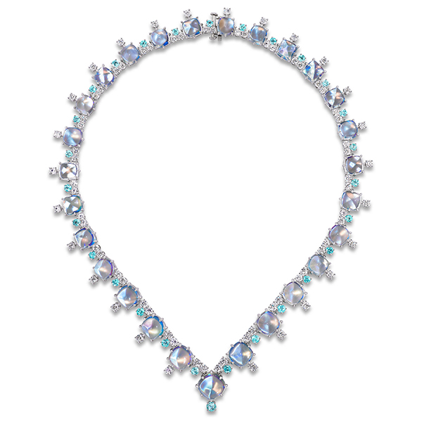Oscar Heyman sugarloaf moonstone paraiba necklace Oscar Heyman sugarloaf moonstone paraiba necklace