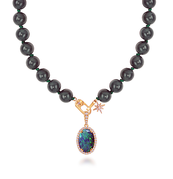 Parle opal jade bead necklace