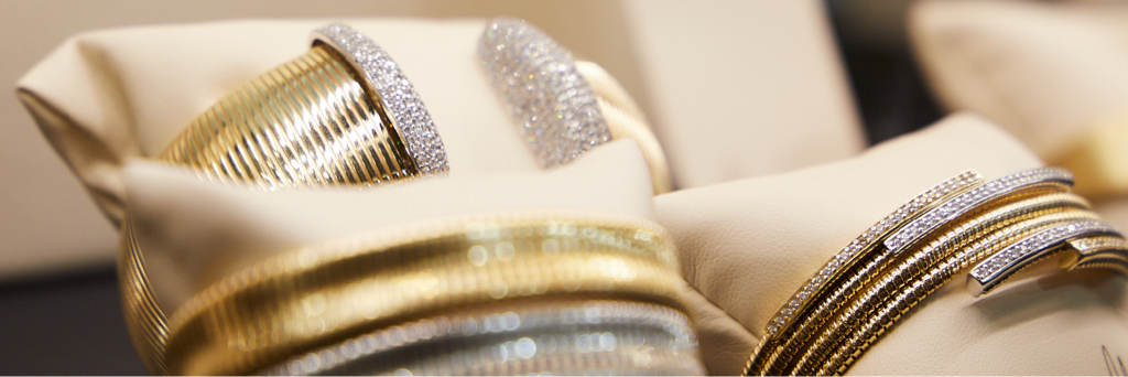 Gold and diamond jewelry display