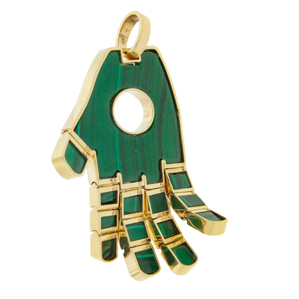 Luis Morais malachite hand pendant Luis Morais malachite hand pendant