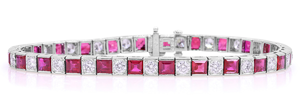 Oscar Heyman platinum diamond ruby bracelet