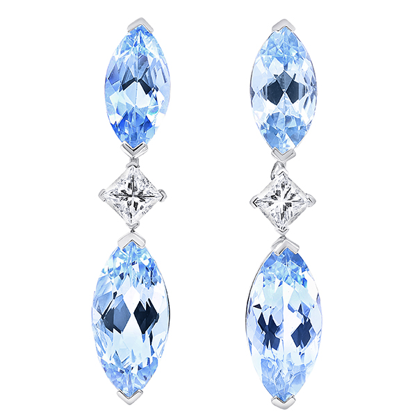 Oscar Heyman diamond aqua earrings