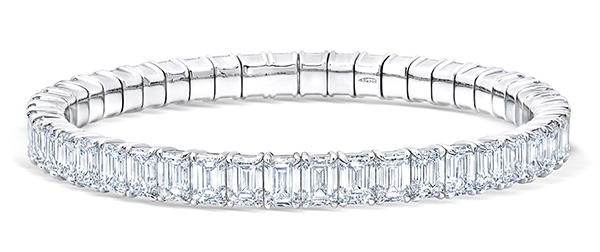 Pompos emerald cut diamond stretch bracelet