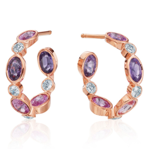 Gumuchian pink purple sapphire hoops