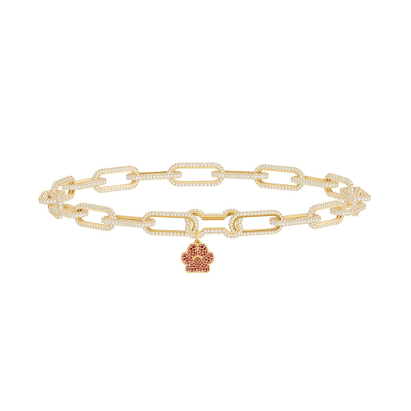 D Diamond's Chain Bone Collar in 18k yellow gold, set with D Color diamonds and rubies