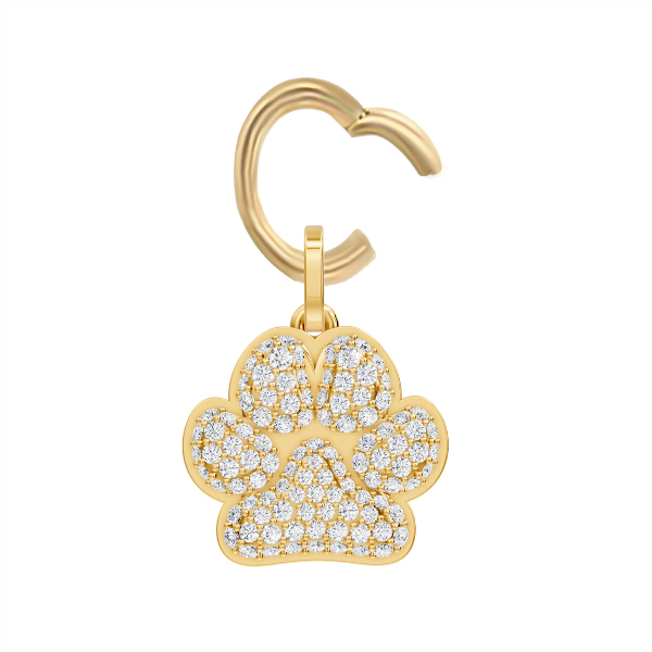 The Paw De Luxe Paw Charm in 18k yellow gold and D color, VVS1-VVS2 costs $2,759