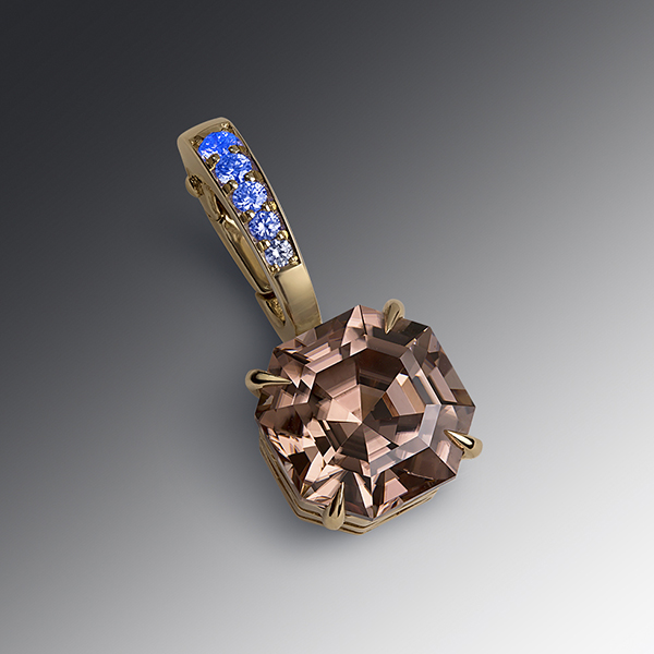 GemologyGeek Ignite 3.42 ct Peach Zircon charm under UV light GemologyGeek Ignite 3.42 ct Peach Zircon charm under UV light