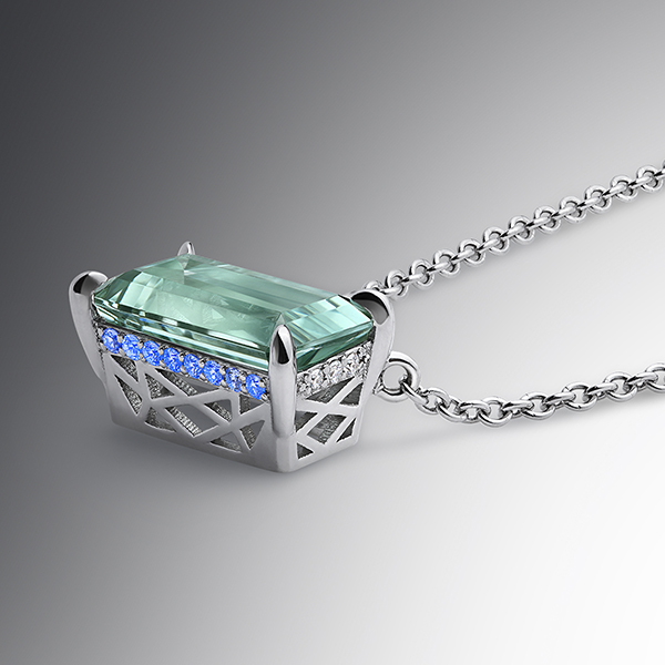 GemologyGeek Necklace 2.68 ct Seafoam Tourmaline under UV light GemologyGeek Necklace 2.68 ct Seafoam Tourmaline under UV light