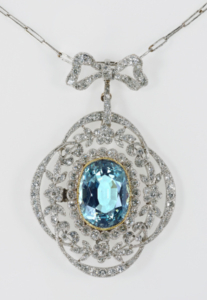 Queen Mary faberge aquamarine diamond pendant 1909 Queen Mary faberge aquamarine diamond pendant 1909