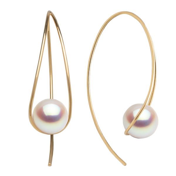 Miseki Jewelry's Living Grace Earrings with Akoya pearls and 18k yellow gold, $540